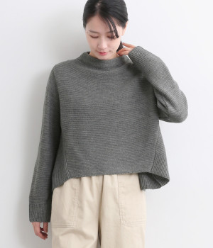 裾リブフレアニット(ミックスチャコール-ONESIZE)