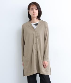 シルケットコットンサイドスリットロングカーディガン