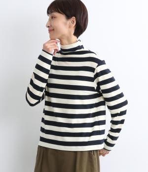 起毛ストレッチボーダータートルネック