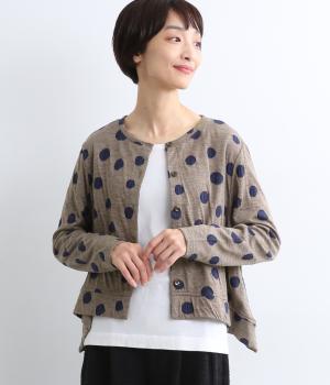ウール混接結ドットカーディガン