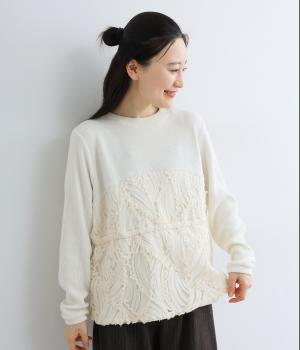 【LaLa que sera】チュールシフォン＋リブ切替プルオーバー