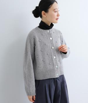 ウールポップコーンニットカーディガン(杢グレー-F)