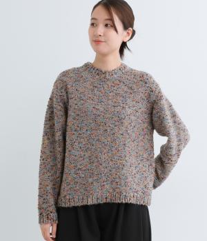 ミックスウールカラフルネップワイドプルオーバー(グレー-F)