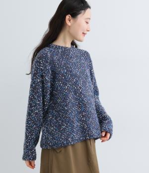 ミックスウールカラフルネップワイドプルオーバー(ネイビー-F)