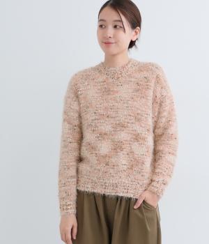 カラフルフェザーモールストレッチプルオーバー(ミックスピンク-F)