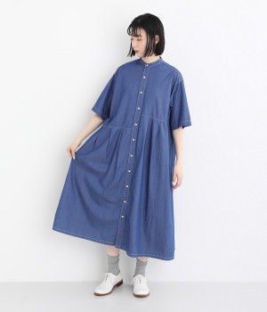 デニムアシンメトリータックワンピース（GRANDMA MAMA DAUGHTER）の