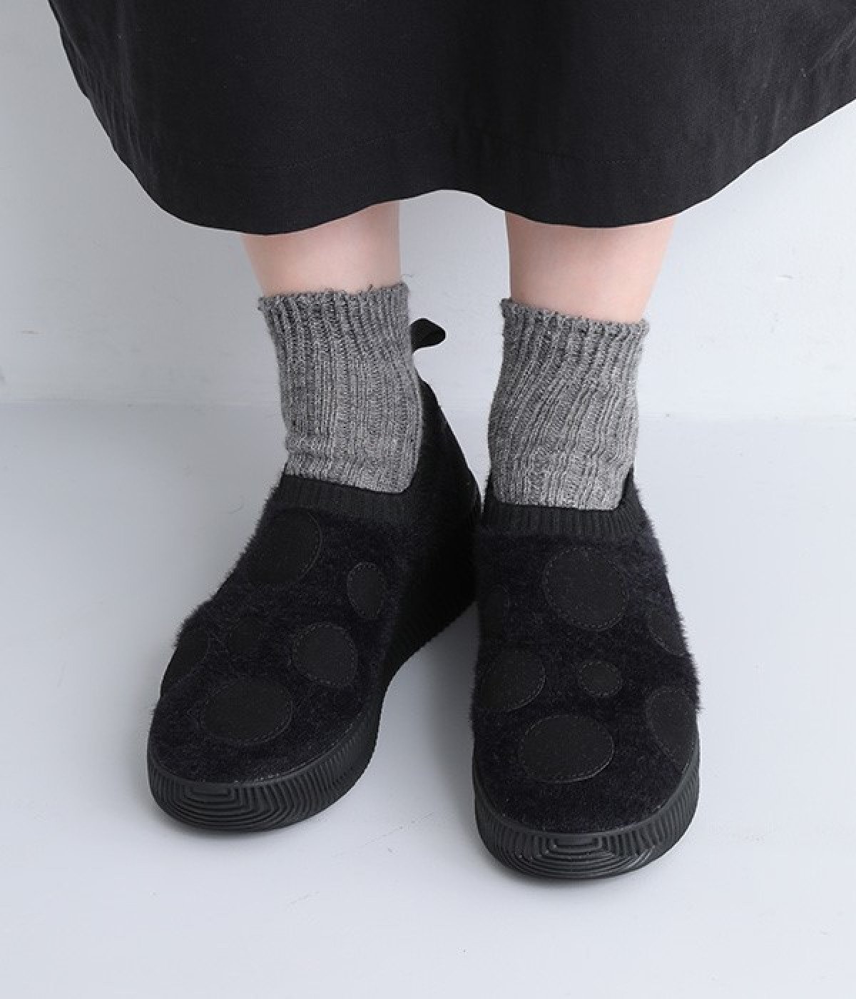 ドットパッチワーク　スニーカー(ブラック-S)