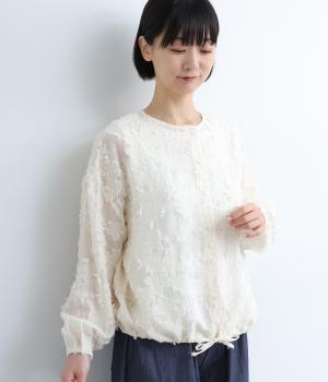 ジャカード裾ドロストブラウス