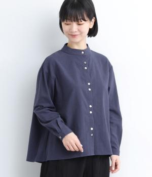 コットンレーヨンミニチェックちびハイネックブラウス