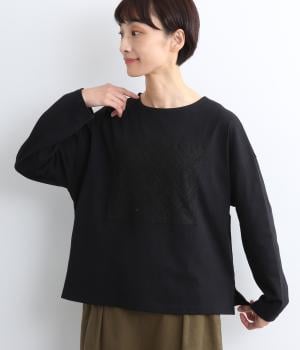 コットン天竺レースパッチワークプルオーバー(クロ-F)