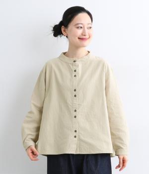 コットンちびハイネックBACKフレアブラウス