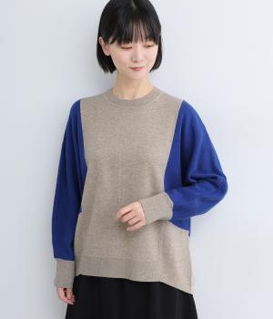 バイカラードルマンニットプルオーバー