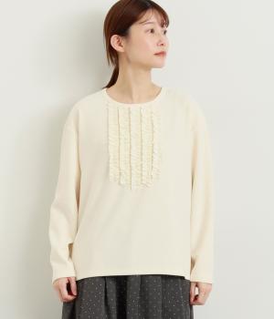 起毛フリルギャザープルオーバー(アイボリー-F)