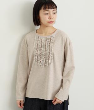 起毛フリルギャザープルオーバー(ベージュ-F)