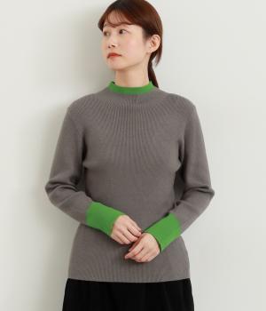 バイカラーリブニットプルオーバー