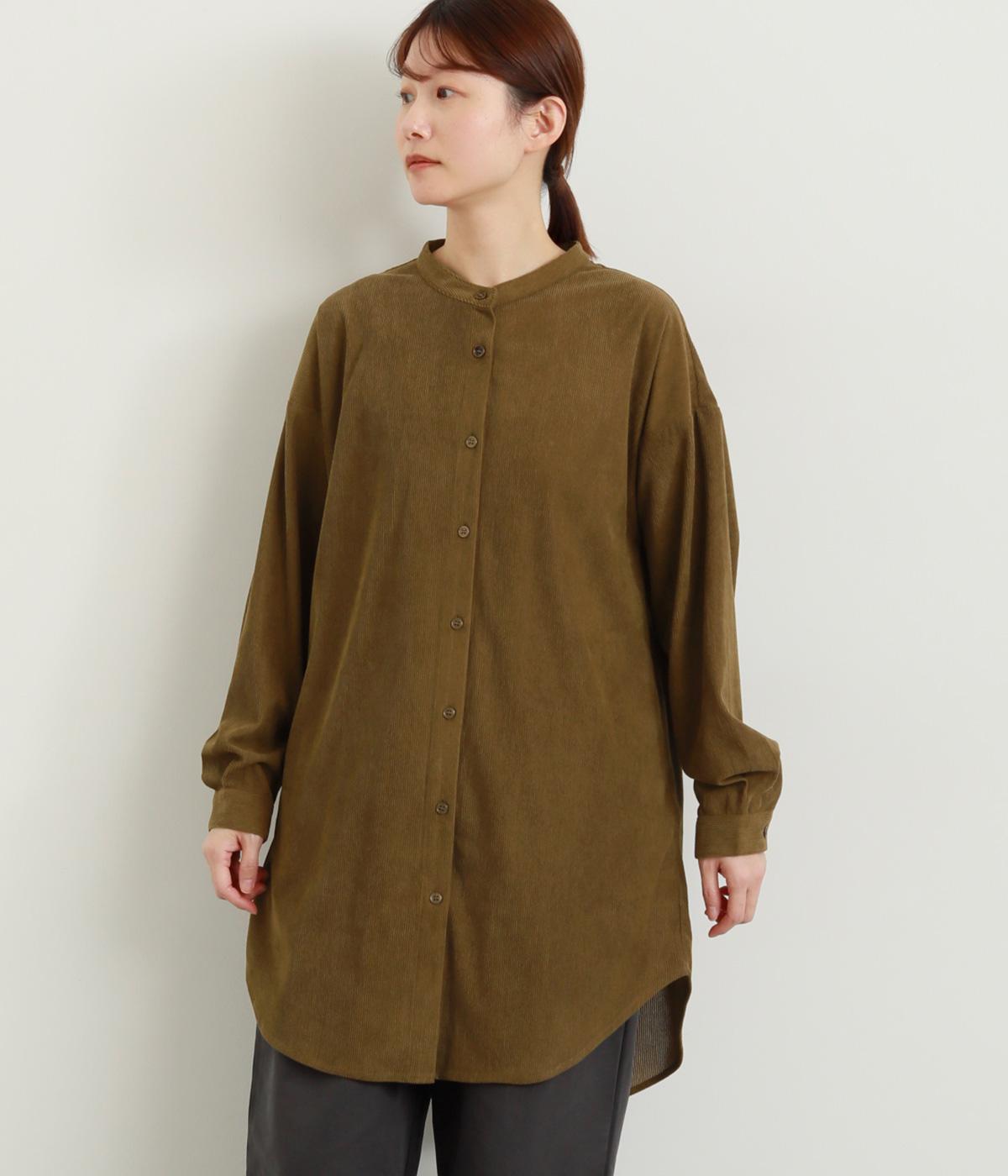 コーデュロイ裾ラウンドチュニック(マスタード-F)
