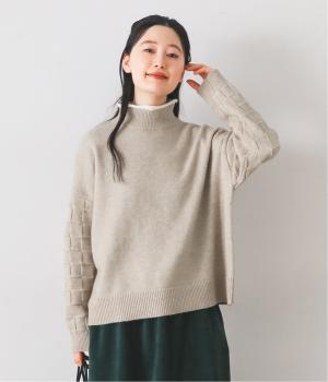 格子柄ハイネックニットプルオーバー