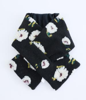 立体フラワーモチーフティペット(ブラック-F)