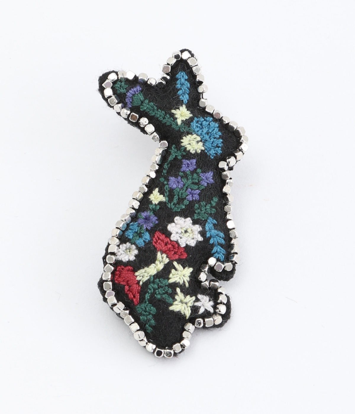 刺繍ブローチ｢ウサギ｣(シルバー-ONESIZE)