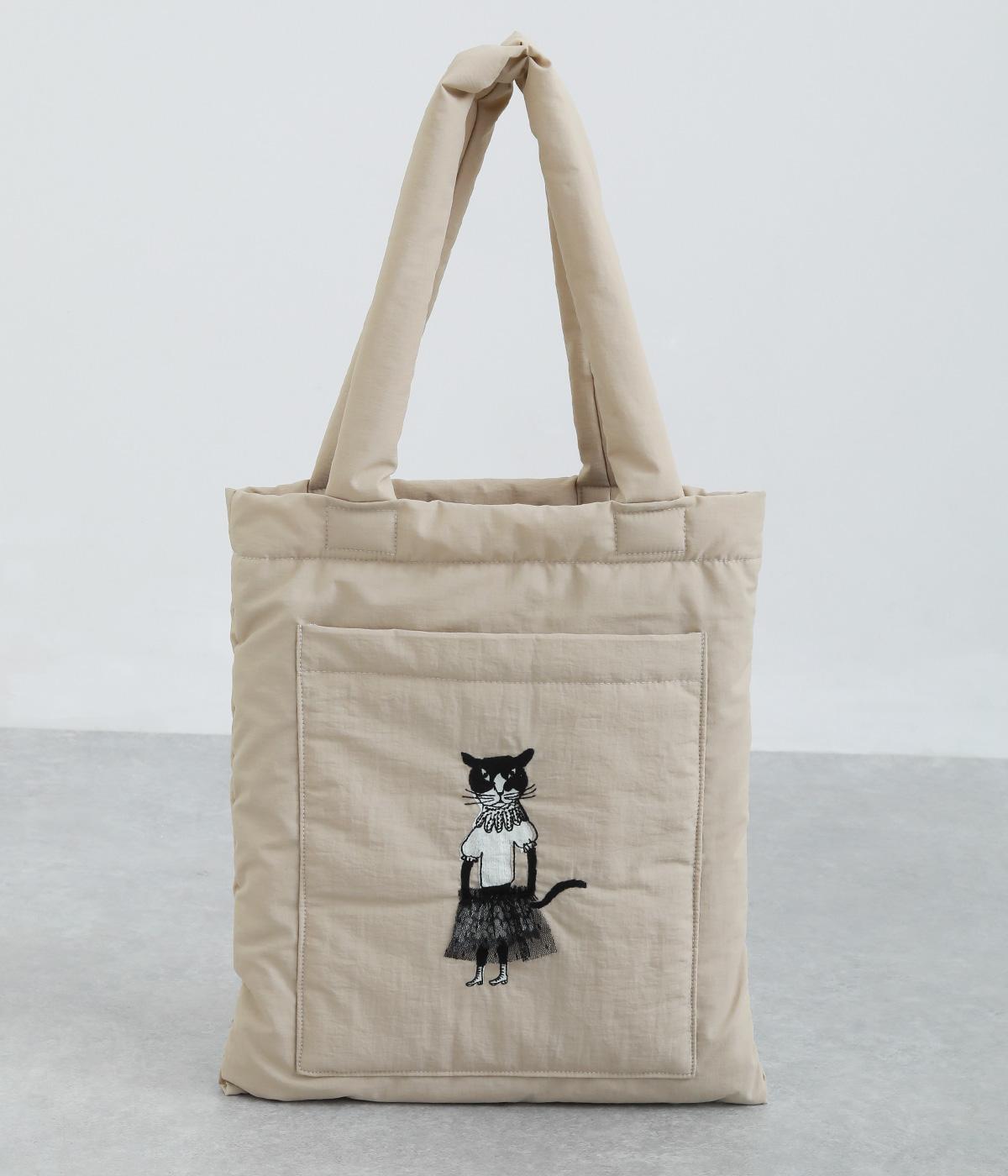 ＜アーティストコラボ　保坂優子＞「このドレス」プリント+刺繍中綿入りトートバッグ(ベージュ-F)