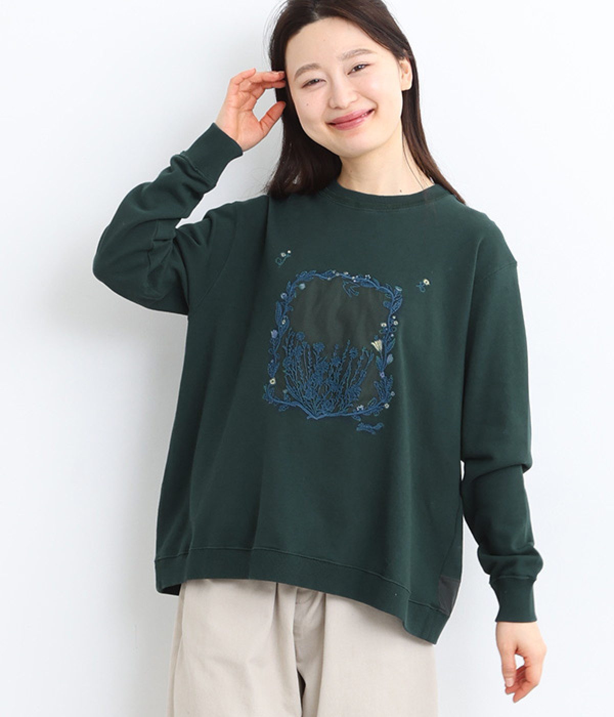 【hakkacandyland】ご確認ください^_^ 40/20裏毛×60コットンローンガーランドプチフラワー刺繍