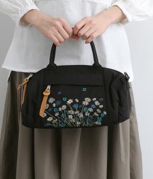 ｢glanta｣デイジーミスト刺繍ミニドラムショルダーバッグ