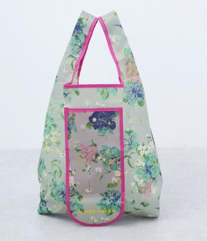 アネモネ/フラッフフラワープリントポケットエコバッグ(グレー-F)