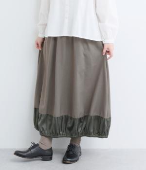 ポリエステルツイルナチュラルストレッチ+ベロアストレッチバルーンスカート