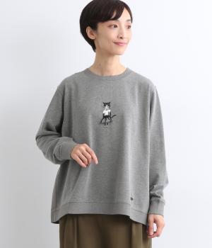 SUPER HAKKA×保坂優子 ｢このドレス｣プリント+刺繍スウェット トレーナー