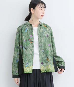 SUPER HAKKA×サクマ ユウコ ｢ある日の森の街｣/｢この葉の青い鳥｣プリントシャツブラウス