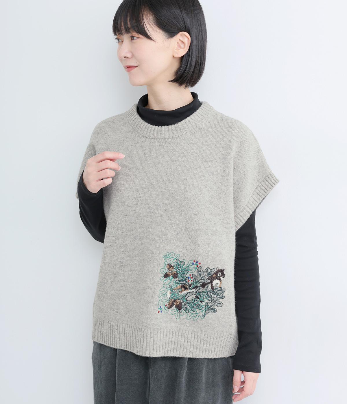 SUPER HAKKA×サクマ ユウコ ｢森の家｣/｢SQUIRREL｣モチーフ刺繍メランジ