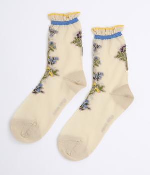 ラインフラワージャカードソックス