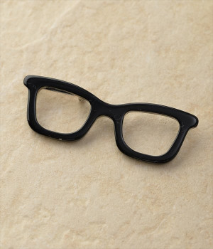 メガネモチーフブローチ(ブラック-ONESIZE)