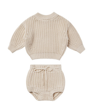 chunky knit sweater/knit tie bloomer(ナチュラル-612)