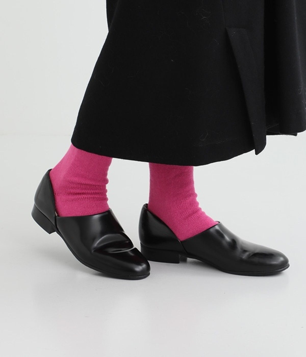 メリノウール　ゆるあったかソックス(ピンク-ONESIZE)