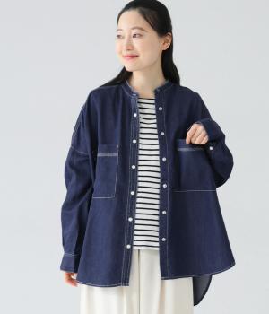 テンセルデニムオーバーシャツ(ブルー-F)