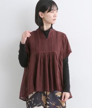 レーヨンコットンピンタックレースプルオーバー