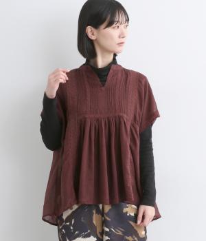 レーヨンコットンピンタックレースプルオーバー(ラムレーズン-ONESIZE)