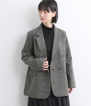 ネップ入りツイードテーラージャケット(ブラック-F)