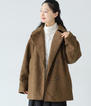 くるくるブークレミディアムコート(ブラウン-F)