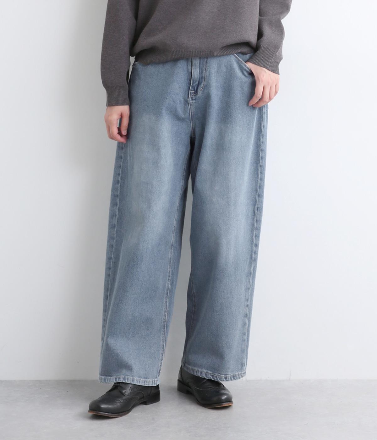 ストレッチデニムワイドストレートパンツ(ブリーチ-F)