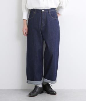 ストレッチデニムワイドストレートパンツ(ワンウォッシュ-F)