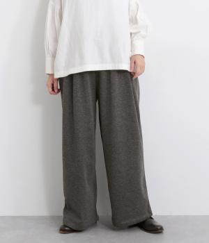 ポンチ裏ベロアボンディングワイドパンツ(杢チャコール-F)