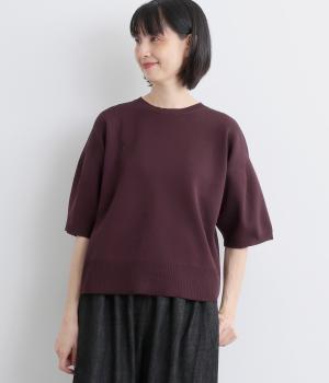 スポンディッシュニット7分袖プルオーバー(レッドブラウン-F)