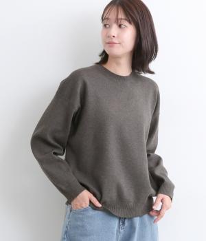 やわもち静電気防止ニットオーバークルーネック(杢チャコール-F)