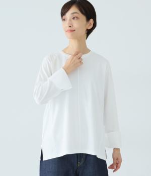コットンスムースカフスデザインロングＴシャツ
