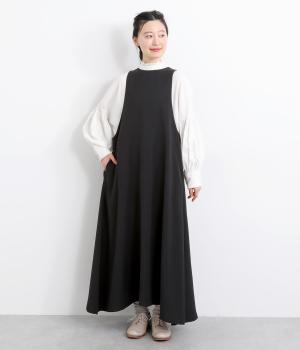 ポリエステルジャンパースカート(ブラック-F)