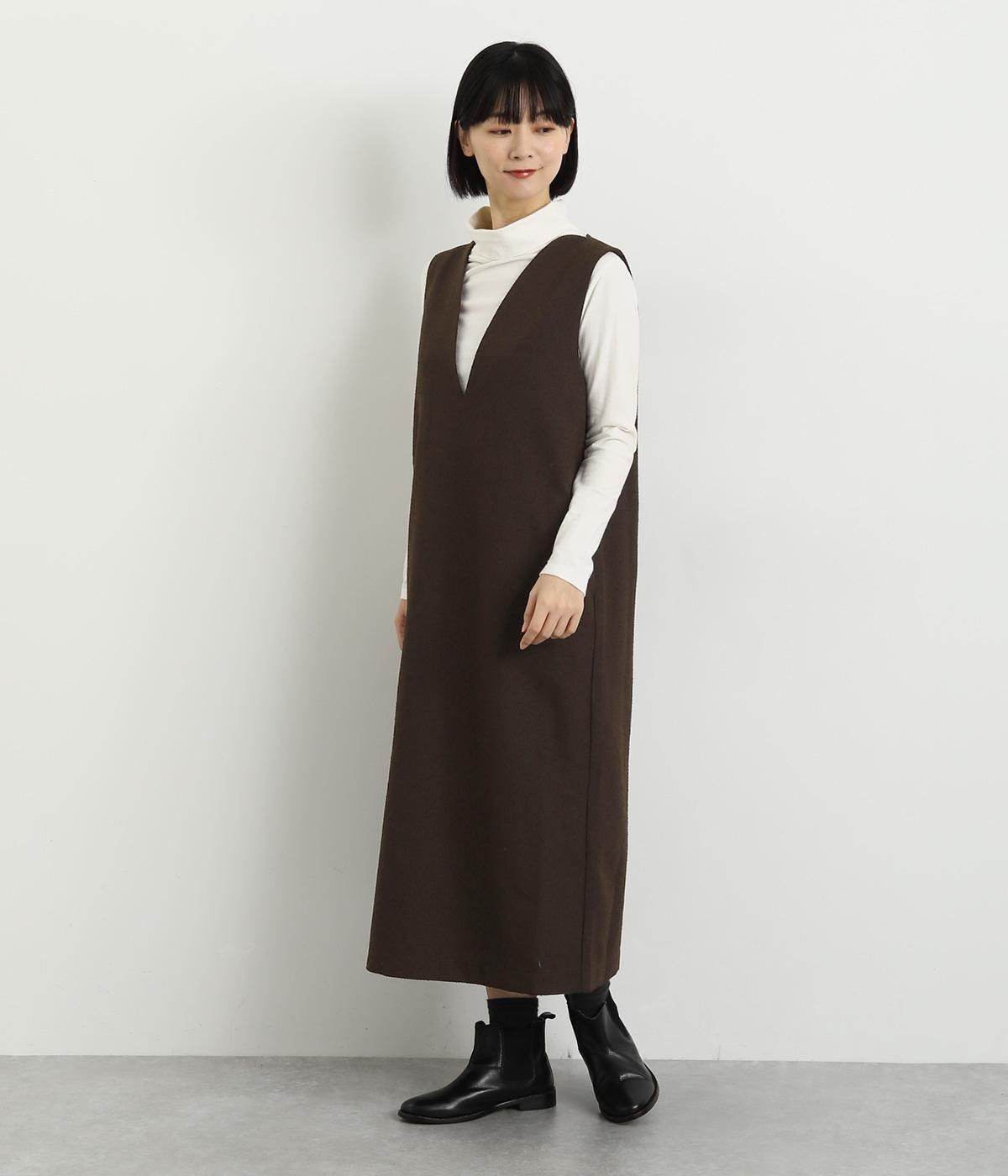 つぶつぶツイードワンピース(ブラウン-F)