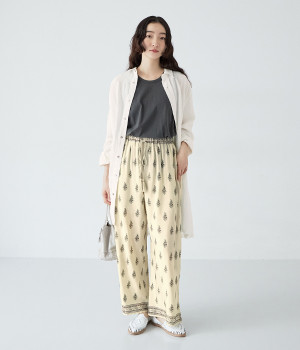 リネンナチュラルワッシャーロングスリーブシャツ(ホワイト-ONESIZE)