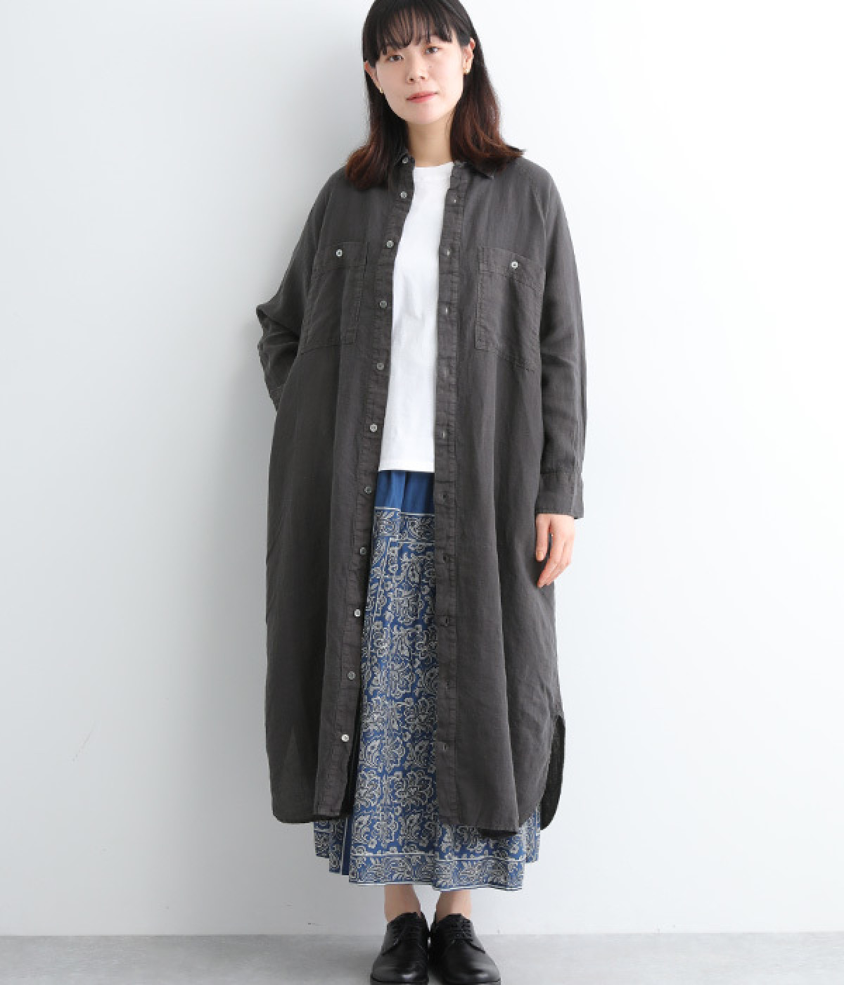 ichi Antiquites(イチアンティークス) リネンキャンバスコート黒